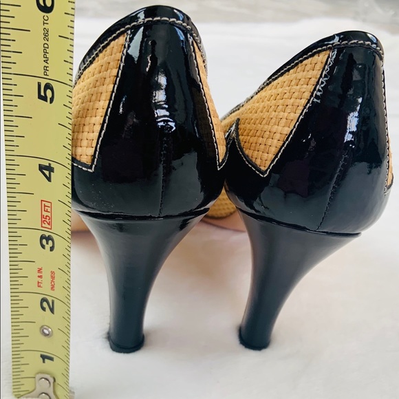 PRADA Straw black p leather high heel Sz 8 / 38.5 - Picture 10 of 16